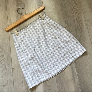 Brandy Melville Skirt cara plaid check mini womens White Blue one size coquette